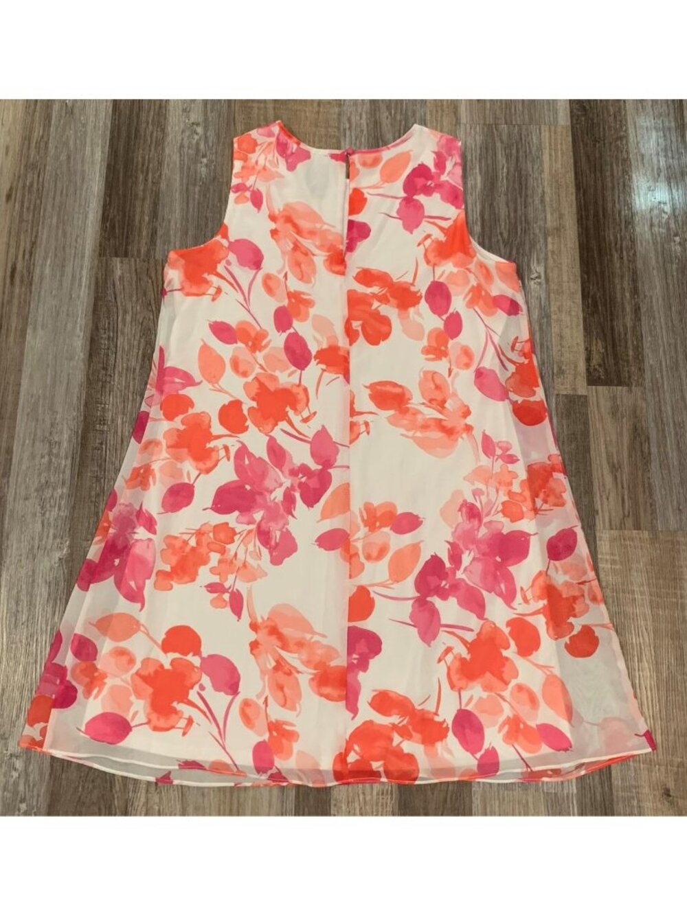 JH Jessica Howard Sleeveless Shift Dress Sz 14 Floral Lined Keyhole Pink Orange - Picture 6 of 16